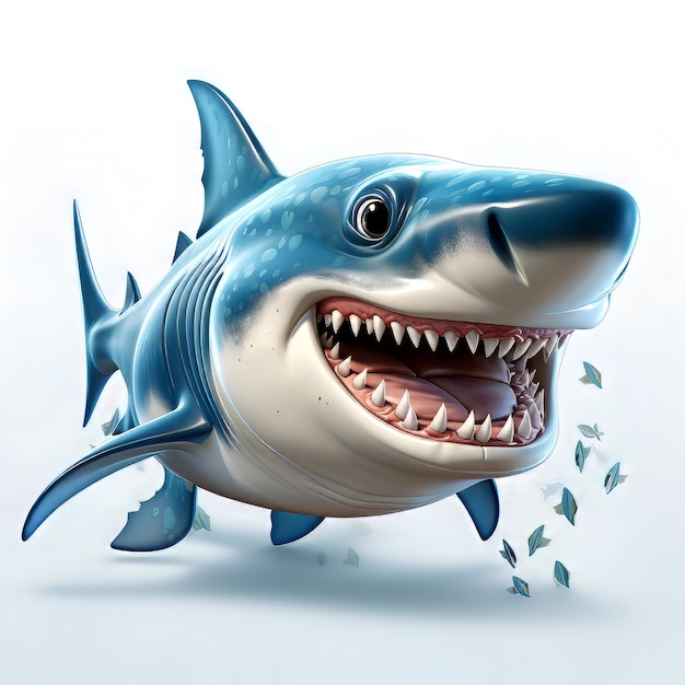 Haai met een grote mond en tanden 3D illustratie