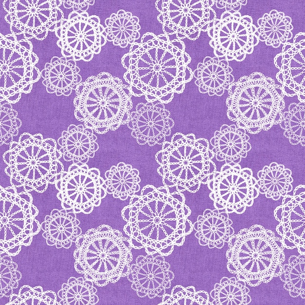 Haak breien naadloos patroon Fancywork kant bloemen op violet canvas herhaal print