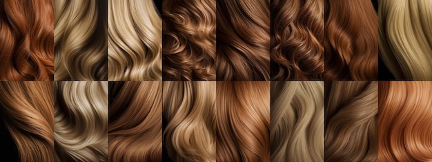 Haarset vrouw kleuring haarverzorging styling en kapsel blonde en rode kleur textuur