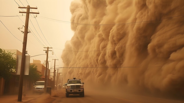 Haboob dust storm sweeping through city streets