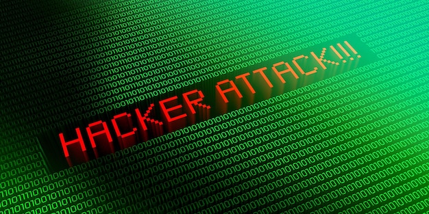 Photo hacker attack binary code concept 3d illustration