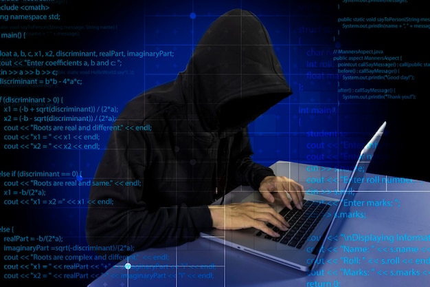 The hacker broke the security in the systemThe dangers of digital thieveshacker