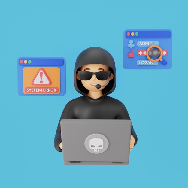Hacker Cracking Passwords and Causing System Errors