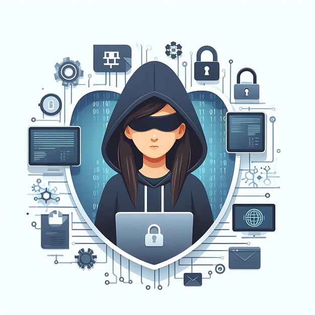 Hacker Cyber threats Data breach Graphics design resources illustration vector