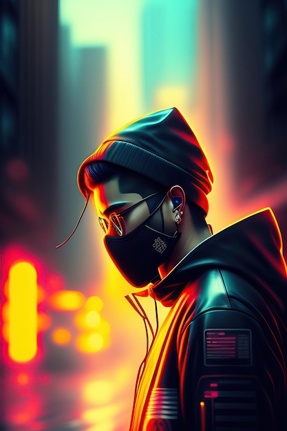 Hacker in cyberpunk style Digital art