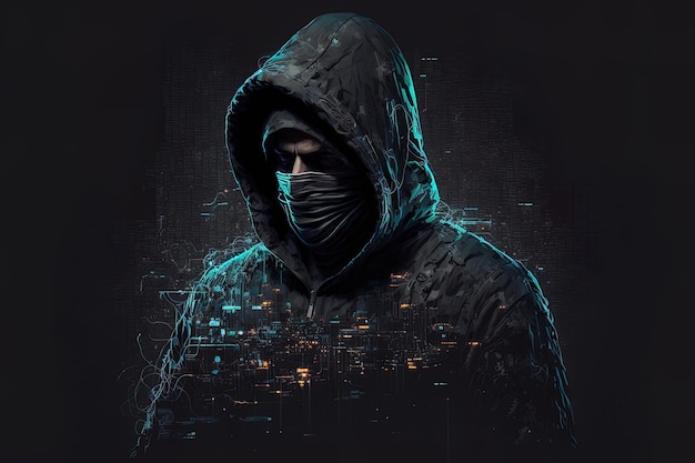 Hacker in dark background concept