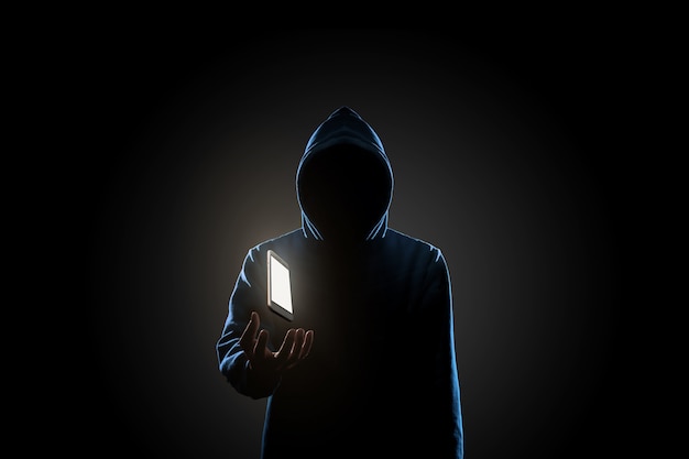 Hacker in dark background concept