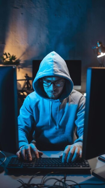 网络黑客在黑暗的背景下 危险的蒙罩黑客入侵政府