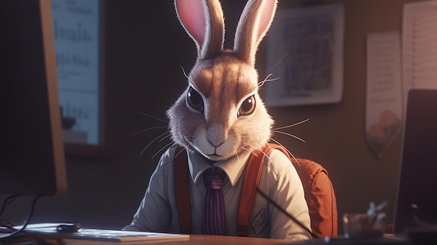 Hacker hare detective digital art illustration Generative AI