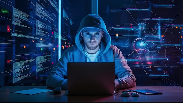 Hacker man on laptop