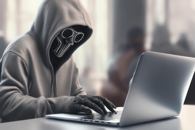 hacker met behulp van laptop in de donkere kamer cyberbeveiligingsconcepthacker met behulp van laptop in de donkere kamer cyber secu