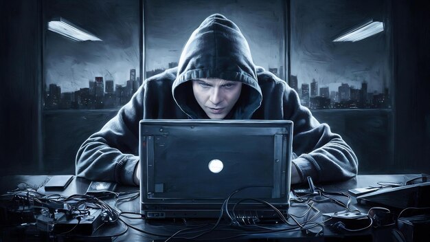 Hacker met laptop.