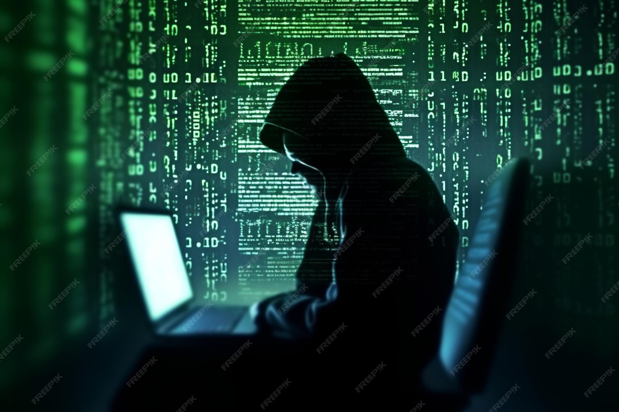 Premium AI Image | hacker silhouette computer code faceless male hacker ...