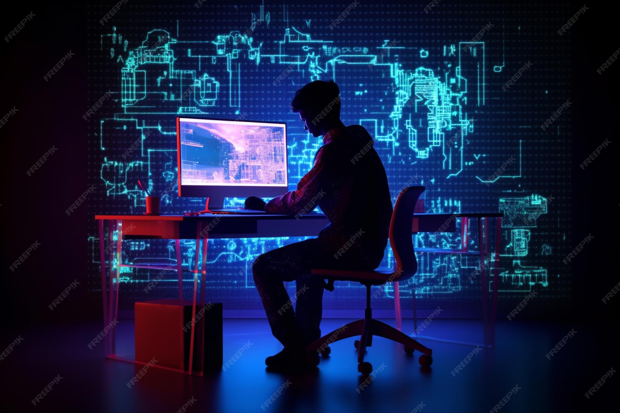 Premium AI Image | hacker silhouette computer code faceless male hacker ...