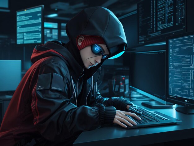 hacker using laptop computer with html code and map attack and programming concept double exposure