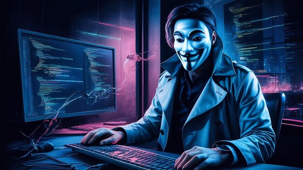 Hacker with anonymous mask