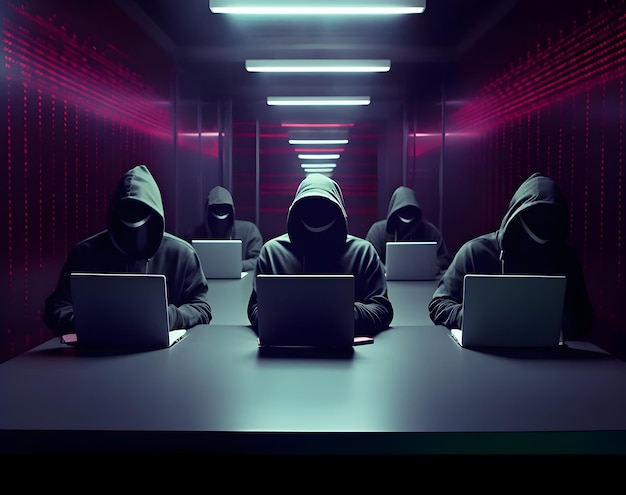 Hackers without face Concept of hacker group organization or association