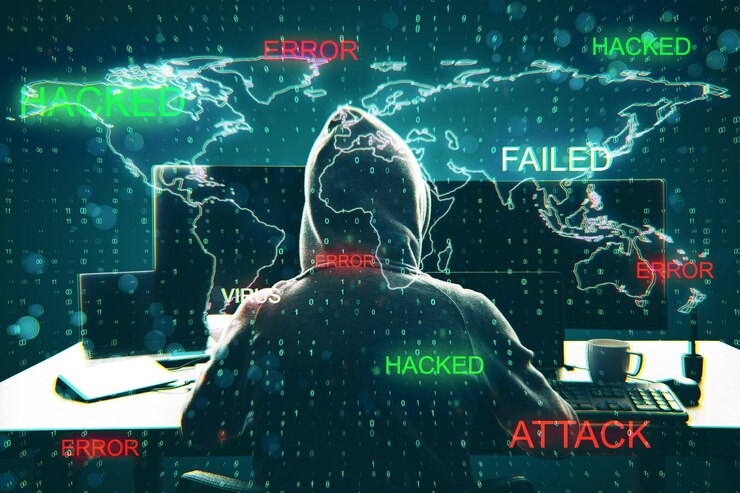 Photo hacking and virus concept