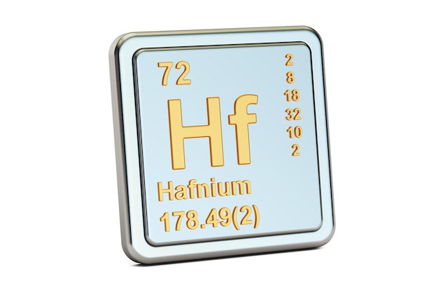 사진 하프늄 hf 화학 원소 기호 3d 렌더링