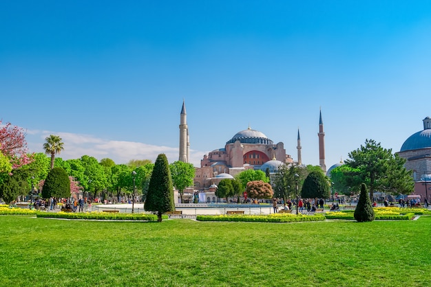 Hagia sophia dal parco sultanahmet di istanbul