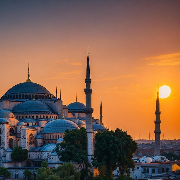 Hagia Sophia Moskee prachtig uitzicht op de zonsondergang
