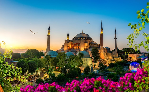 Photo hagia sophia in summer evening