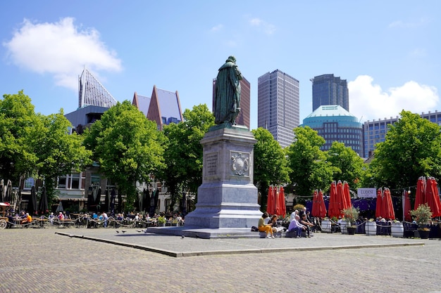 THE HAGUE NETHERLANDS JUNE 9 2022 Het Plein is a town square in the old city centre of The Hague in the Netherlands