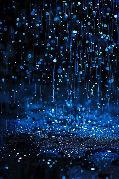 Photo hailstone radiant rain with hailstone droplets and blue cold glowing y2k collage neon background