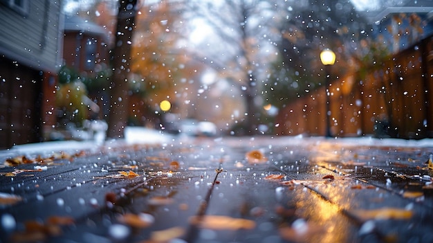 Photo hailstones covering the ground in a backyard background