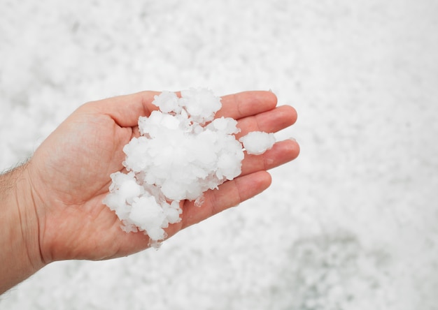 Photo hailstorm in the hand