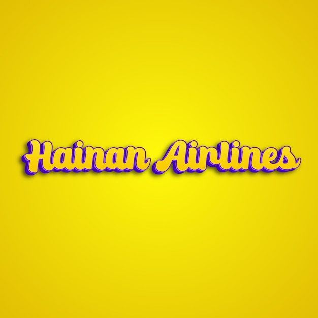 하이난 항공 타이포그래피 3D 디자인 노란색, 분홍색, 색 배경 사진