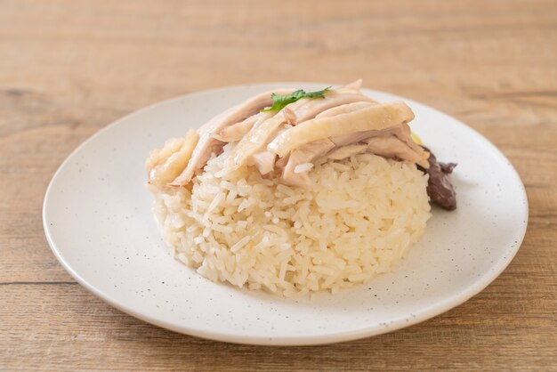 Hainanese chicken rice or steamed chicken rice