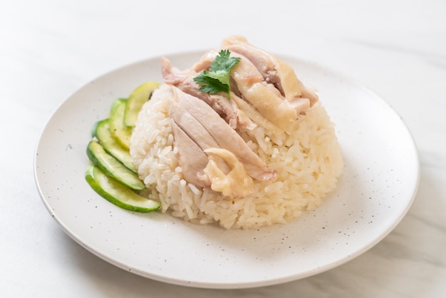 Hainanese chicken rice or steamed chicken rice