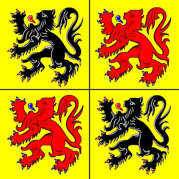 Hainaut 지역 벨기에 공화국 국기와 현 상징