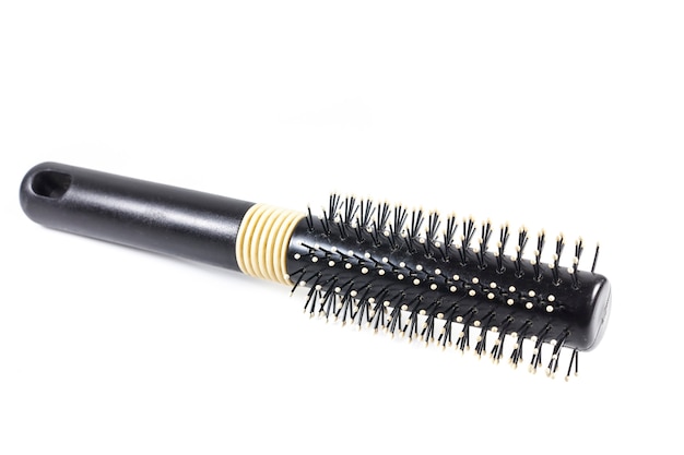 hair brush on white background.