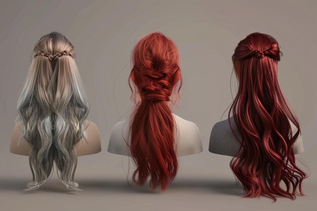 Photo hair in different styles octane render k uhd ar