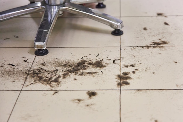 Hair on the floor at the barbershop