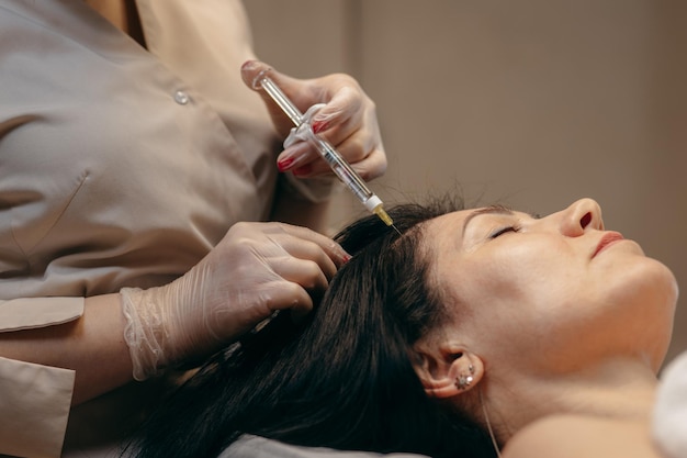 Hair injection in a beauty salon