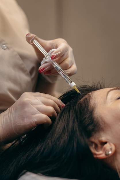 hair injection in a beauty salon