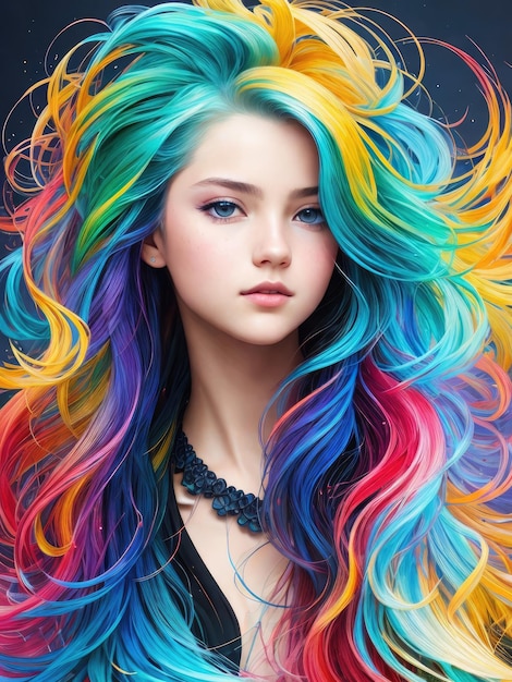 Волосы цвета радуги