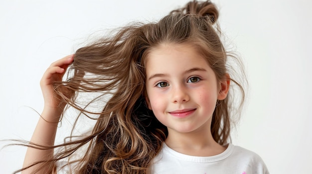 Photo hair playfulness french girl alone