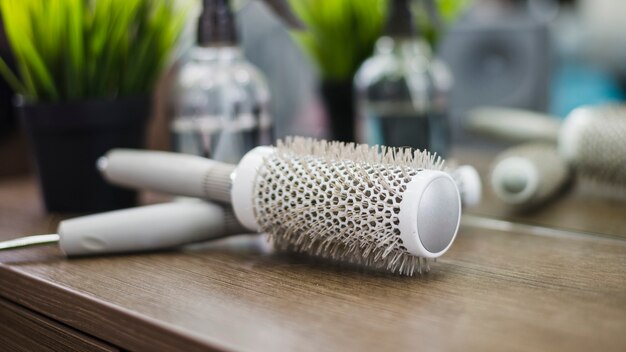 Hair salon tools on table