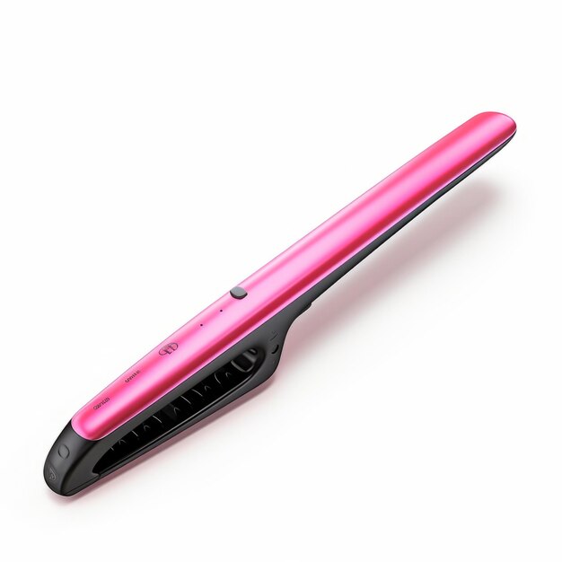 Foto straightener per capelli con colore rosa isolato su