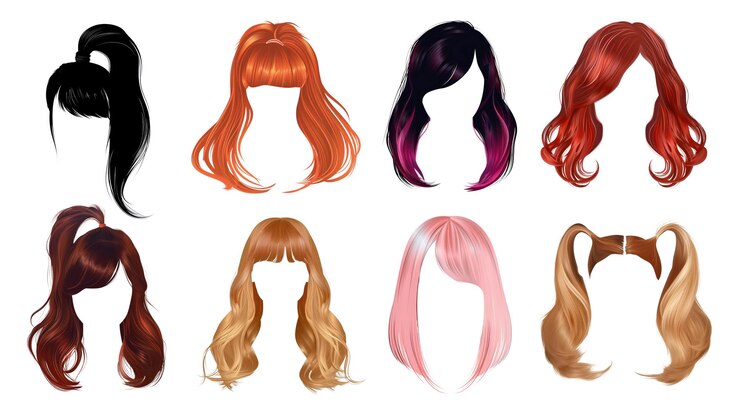 Photo hair style illustration png cut out set