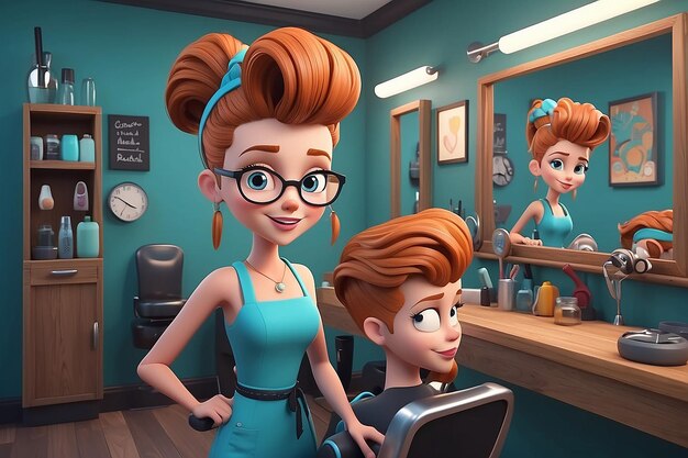 Photo hair stylist cartoon character illustration