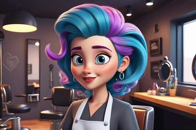 Hair Stylist Cartoon Character Illustration