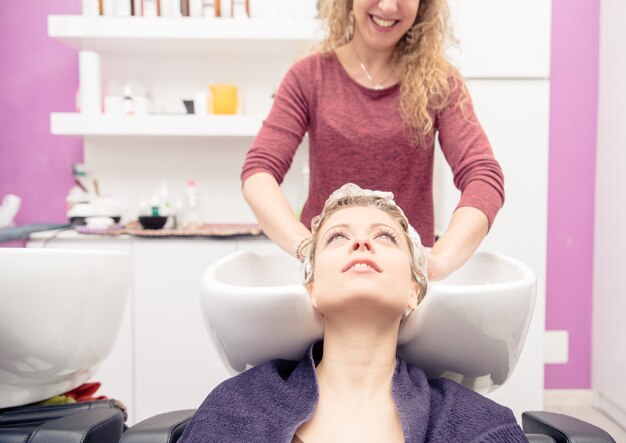 Hair stylist making shampoo