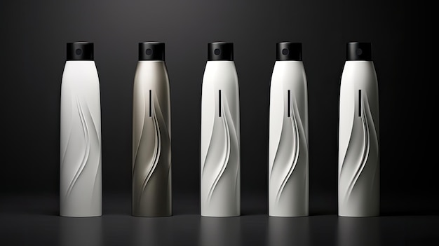 Foto imballaggio della bottiglia di trattamento dei capelli in uno stile minimalista moderno linee pulite estetica semplice e una presentazione sofisticata che si allineano con gli standard di bellezza contemporanei