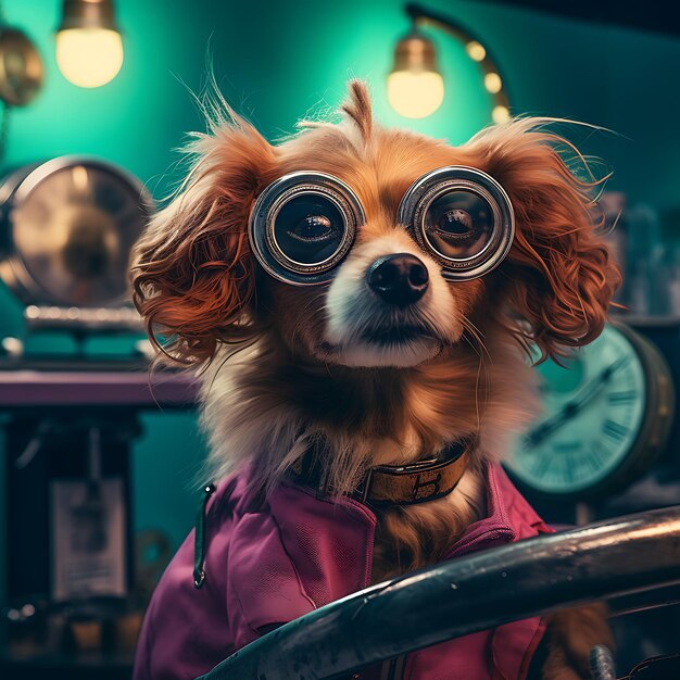 Hairdresser dog anthropomorphic photo