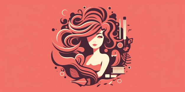 Hairdresser mascot for a company logo line art Generative AI